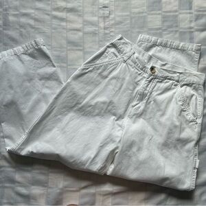 V.I.Petites Vintage White Straight Leg High Rise Denim Carpenter Jeans